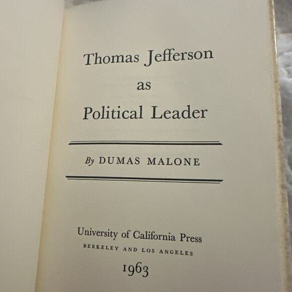 Dumas Malone Thomas Jefferson as Political Leader (Hardback) 1963 - Picture 3 of 6